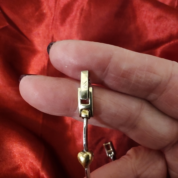 Vintage Anne Klein 2 Tone Heart Panel Type Bracelet - Picture 5 of 6